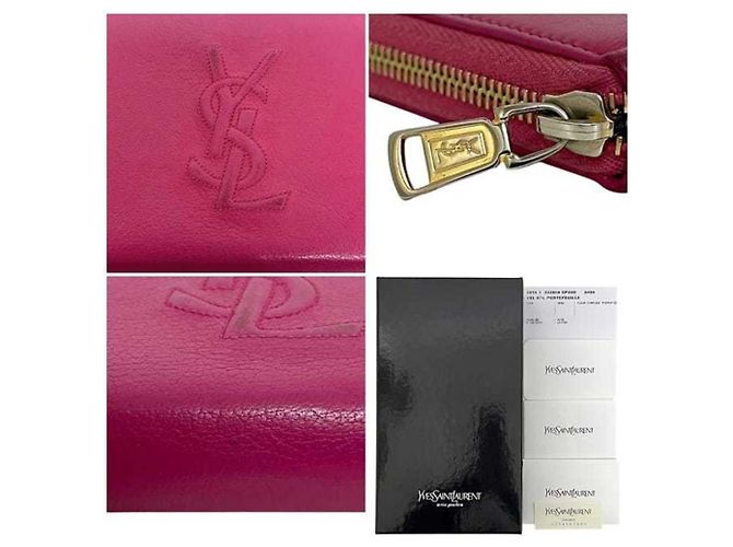 Cartera larga de cuero rosa Yves Saint Laurent - vista 7
