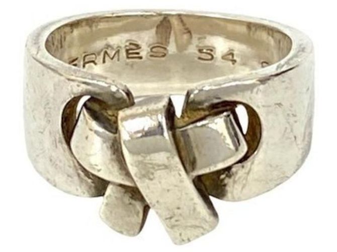 Ring Hermès Anello HERMES in ruggine con motivo a nastro Argento - vista 5