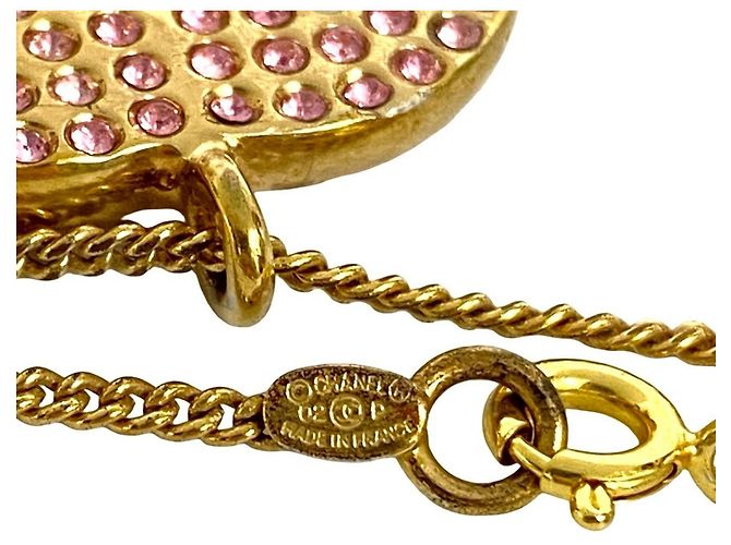 Collana a catena con motivo Coco Mark GP e strass CHANEL Rosa D'oro - vista 2