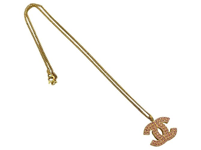 Collana a catena con motivo Coco Mark GP e strass CHANEL Rosa D'oro - vista 4
