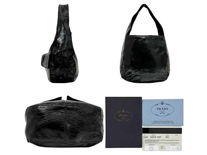 Schwarze lackleder Tote Bag von Prada - Ansicht 3