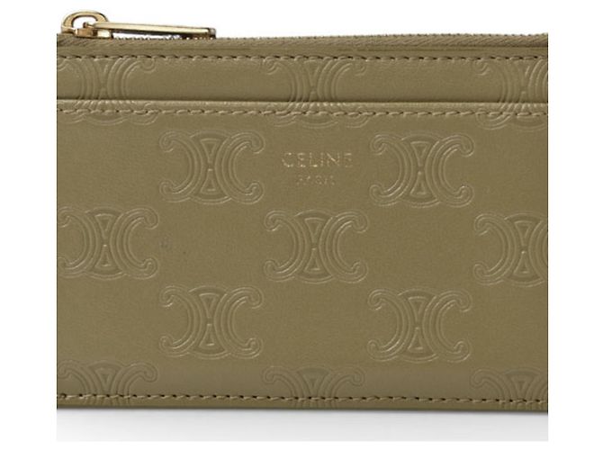Triomphe Céline Tarjetero de cuero oliva Celine Verde oliva - vista 2