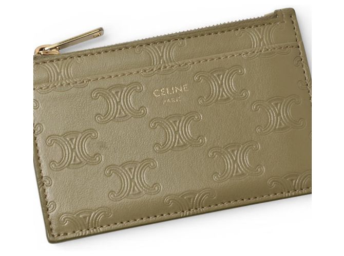 Triomphe Céline Tarjetero de cuero oliva Celine Verde oliva - vista 3
