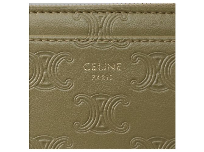 Triomphe Céline Tarjetero de cuero oliva Celine Verde oliva - vista 9