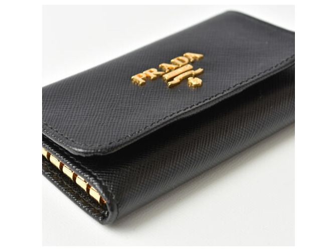 Prada Black Saffiano Leather 6-Ring Key Case - view 10