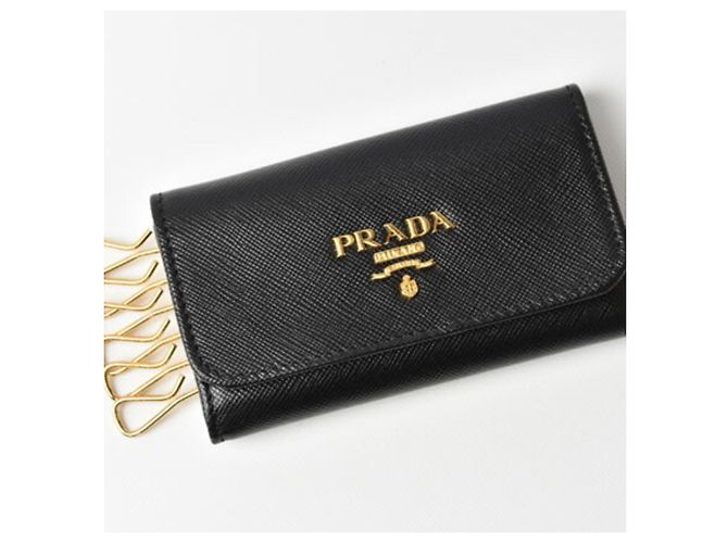 Prada Black Saffiano Leather 6-Ring Key Case - view 3