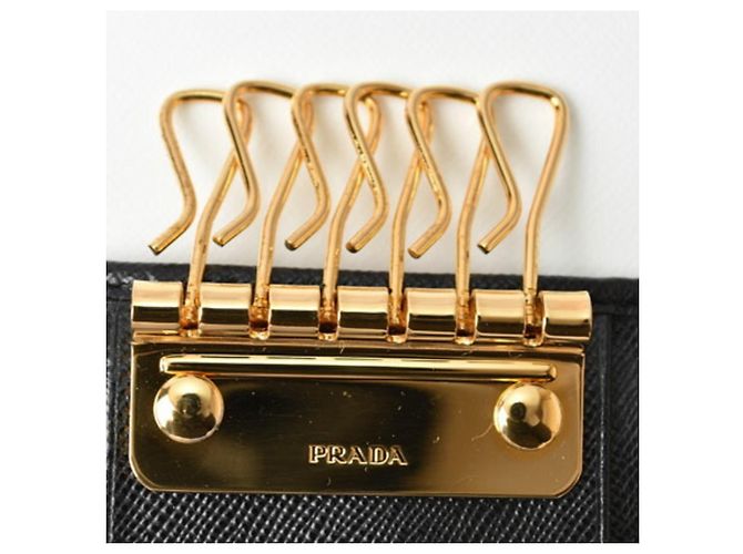 Prada Black Saffiano Leather 6-Ring Key Case - view 5
