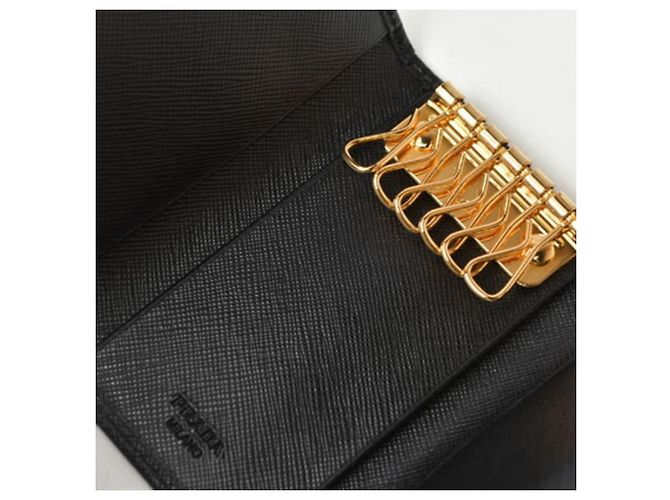 Prada Black Saffiano Leather 6-Ring Key Case - view 7