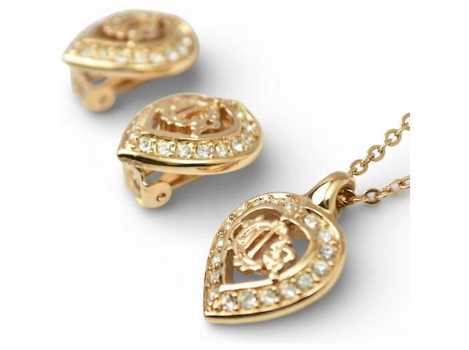 Set di collana e orecchini placcati oro Christian Dior D'oro - vista 3
