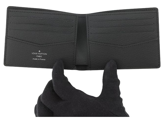Slender Louis Vuitton Monogram Eclipse Bi-fold Wallet Black - view 4