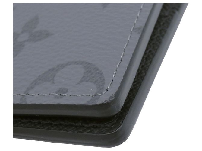 Slender Louis Vuitton Monogram Eclipse Bi-fold Wallet Black - view 7