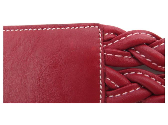 VINTAGE GUCCI ROTER GEWOBENER LEDGÜRTEL T75 SILBERNE SCHNALLE - Ansicht 12