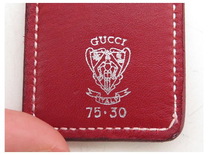 VINTAGE GUCCI ROTER GEWOBENER LEDGÜRTEL T75 SILBERNE SCHNALLE - Ansicht 8