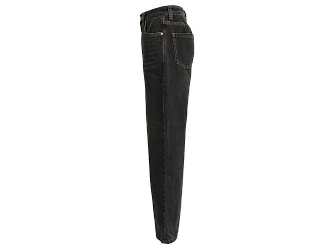 Jeans de pierna recta de cintura alta en algodón negro Brunello Cucinelli - vista 2