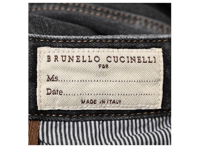 Jeans de pierna recta de cintura alta en algodón negro Brunello Cucinelli - vista 4