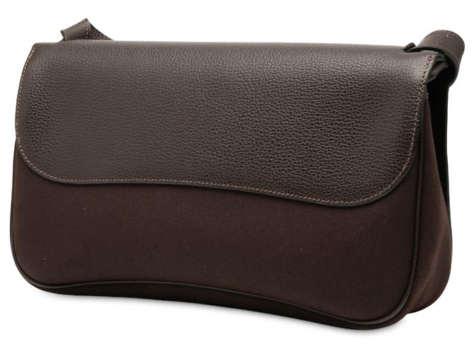Borsa Colorado PM in Vache Liege e Tela Hermès Marrone - vista 2