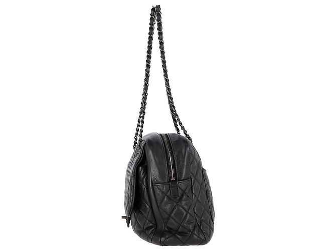 Chanel Medium Camera Case Shoulder Bag in Black Caviar Leather - view 2