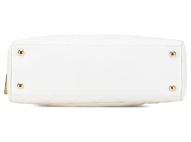 Chanel CC gesteppte Kaviar Bowlingtasche Weiß - Ansicht 3
