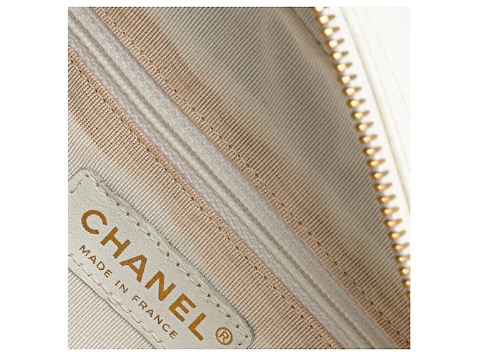Chanel CC gesteppte Kaviar Bowlingtasche Weiß - Ansicht 8