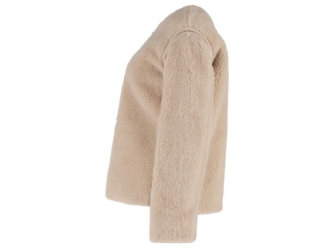 Beige Wolljacke mit Grosgrain-Besatz von Max Mara - Ansicht 2