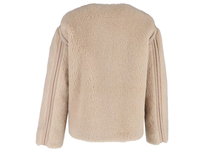 Beige Wolljacke mit Grosgrain-Besatz von Max Mara - Ansicht 3