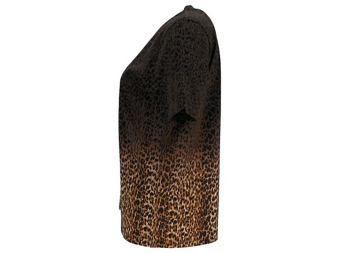 Camiseta de algodón marrón con estampado de leopardo ombré Saint Laurent Castaño - vista 2