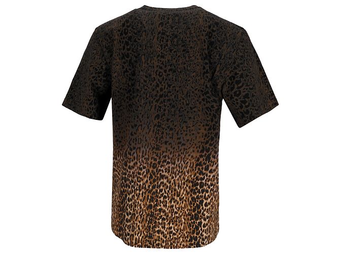 Camiseta de algodón marrón con estampado de leopardo ombré Saint Laurent Castaño - vista 3