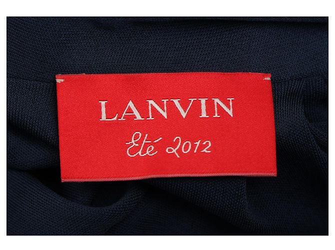 Vestido Mini com Decote em V em Viscose Azul Marinho da Lanvin - vista 4