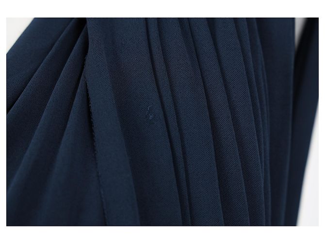 Vestido Mini com Decote em V em Viscose Azul Marinho da Lanvin - vista 6