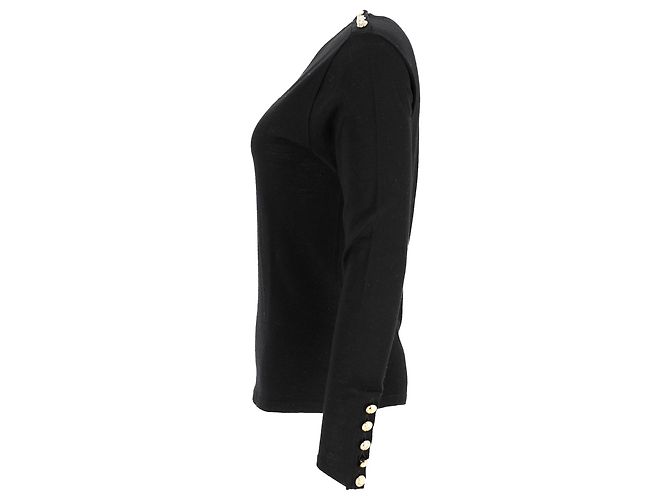 Top de Lana Negra Embellecido con Botones Balmain Negro - vista 2