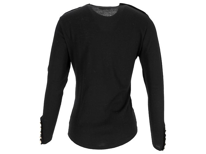 Top de Lana Negra Embellecido con Botones Balmain Negro - vista 3