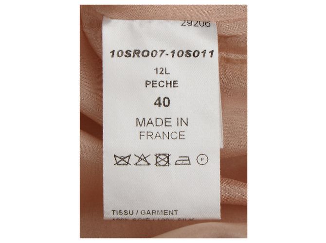 Chloé Midi-Kleid mit kurzen Ärmeln aus beigem Seidenstoff und V-Ausschnitt - Ansicht 5