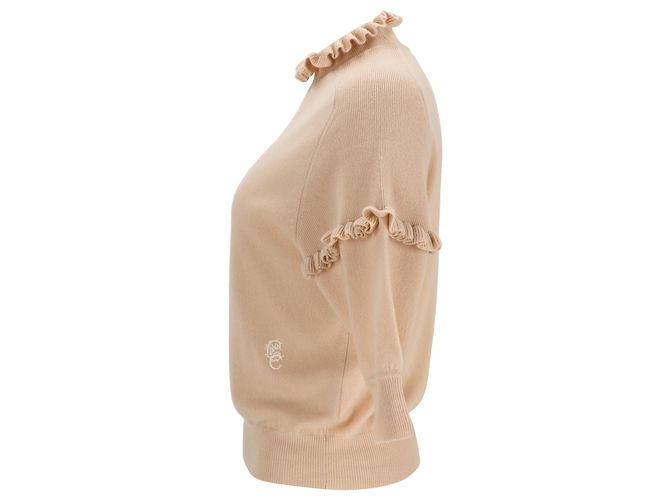Maglione in cashmere beige con maniche a metà e volant Chloé Nero - vista 2
