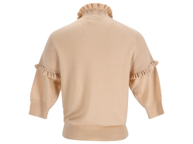 Maglione in cashmere beige con maniche a metà e volant Chloé Nero - vista 3