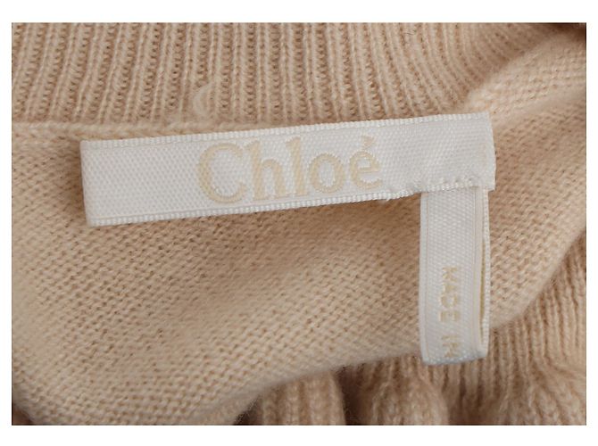 Maglione in cashmere beige con maniche a metà e volant Chloé Nero - vista 4