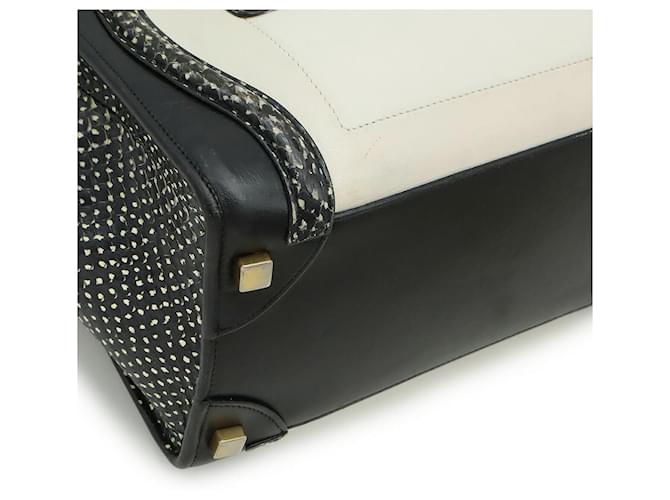 Céline Bolsa Celine Luggage Micro Shopper em couro de python Branco - vista 3