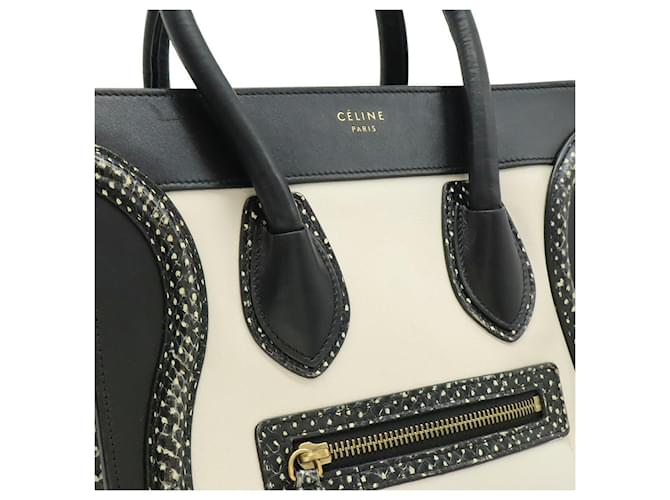 Céline Bolsa Celine Luggage Micro Shopper em couro de python Branco - vista 8