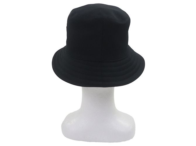 Cappello bucket in cotone Hermès Fred H Stripe58 Nero - vista 5
