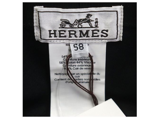 Cappello bucket in cotone Hermès Fred H Stripe58 Nero - vista 9