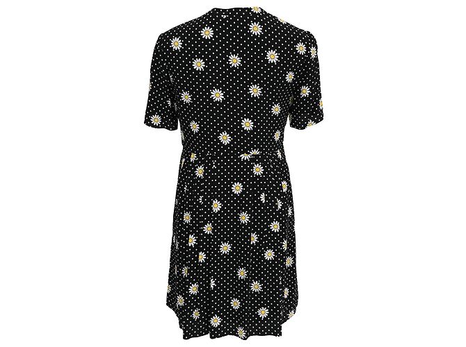 Vestido Mini con Estampado Daisy en Seda Negra de Saint Laurent Negro - vista 3