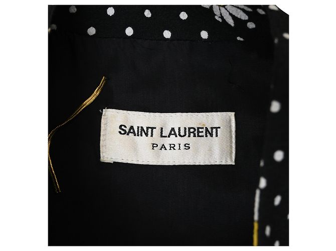 Vestido Mini con Estampado Daisy en Seda Negra de Saint Laurent Negro - vista 4