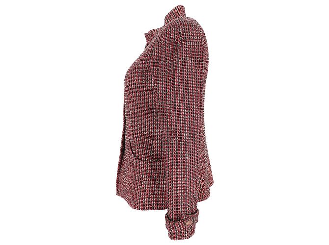 Timeless Chanel Tweed Jacket in Burgundy Wool Dark red - view 2