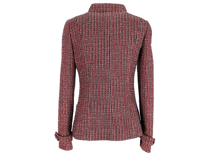 Timeless Chanel Tweed Jacket in Burgundy Wool Dark red - view 3