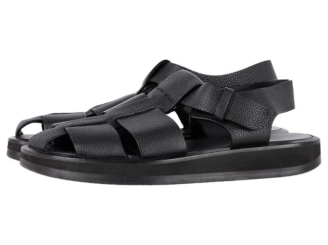 I sandali Fisherman in pelle nera di The Row - vista 5