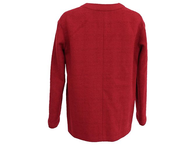 Timeless Chanel Buttoned Jacket in Red Wool - view 3