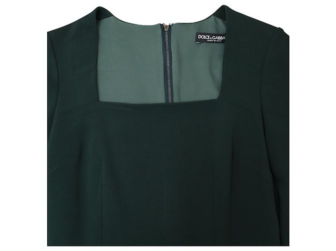 Vestido Mini de Crepé Elástico Esmeralda Dolce & Gabbana en Lana Verde - vista 5
