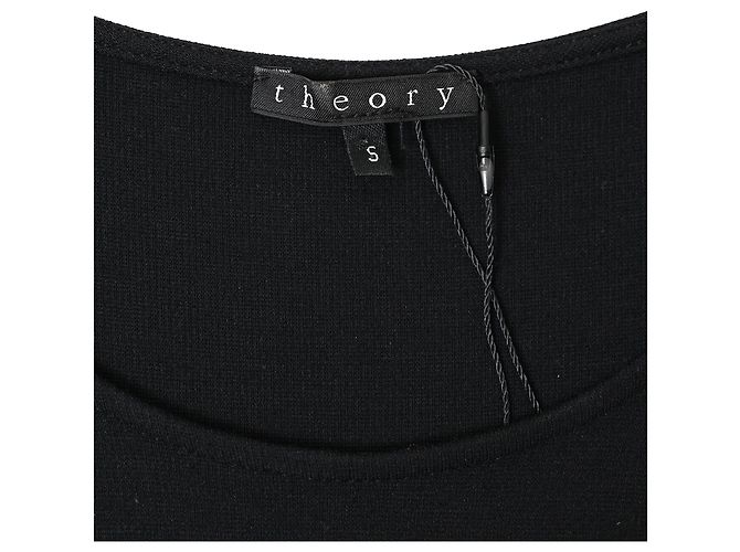 Abito mini a scollo rotondo e vita bassa in viscosa nera Theory Nero - vista 4