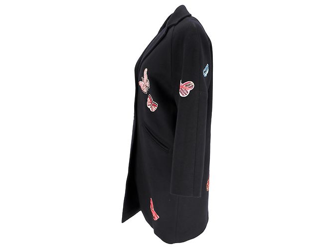 Valentino Garavani Abrigo de Lana Negra con Apliqué de Mariposa Valentino Negro - vista 2
