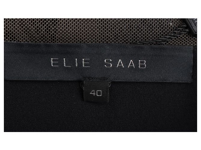 Abito mini a maniche lunghe in poliamide nera con pizzo di Elie Saab Nero - vista 4