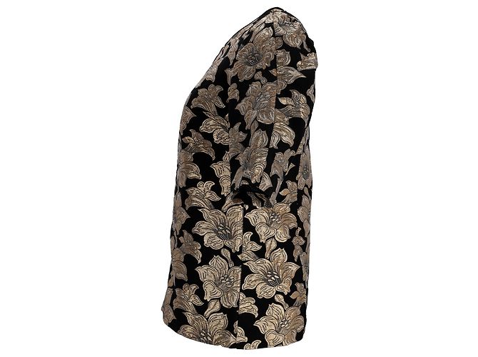Blusa a maniche corte in jacquard lurex floreale Marni in cotone nero - vista 2